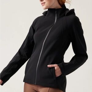 [S]Athleta Black Hooded SoftShell outdoor Jacket